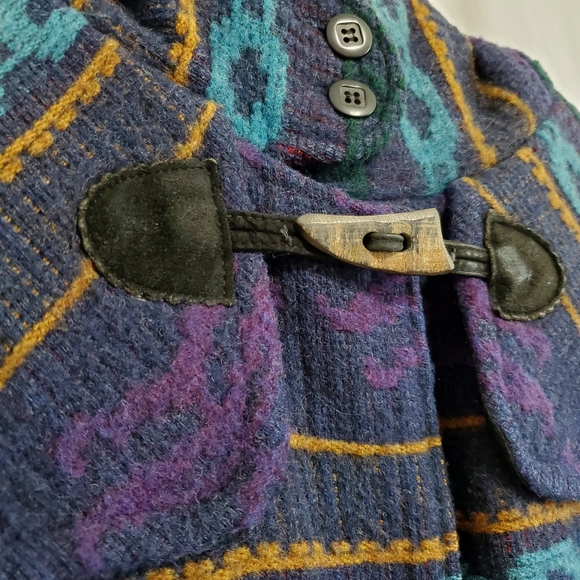 *RARE* Vintage Woolrich Navajo Wool Blend Blanket-Style Hooded Coat - Picture 4 of 8